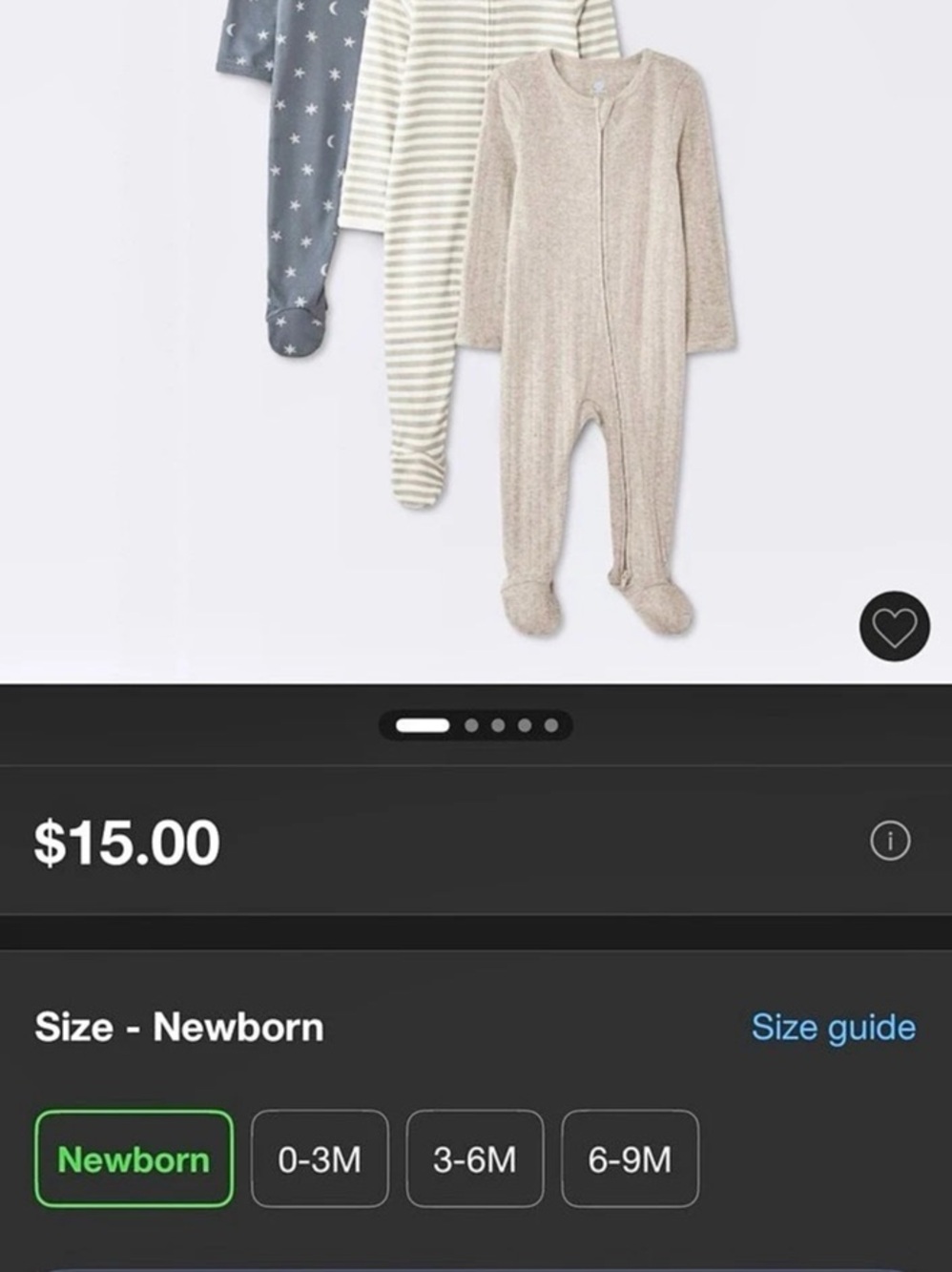 cloud island 3-Pack Moons Sleep N' Play Footed Pajamas Gray & White